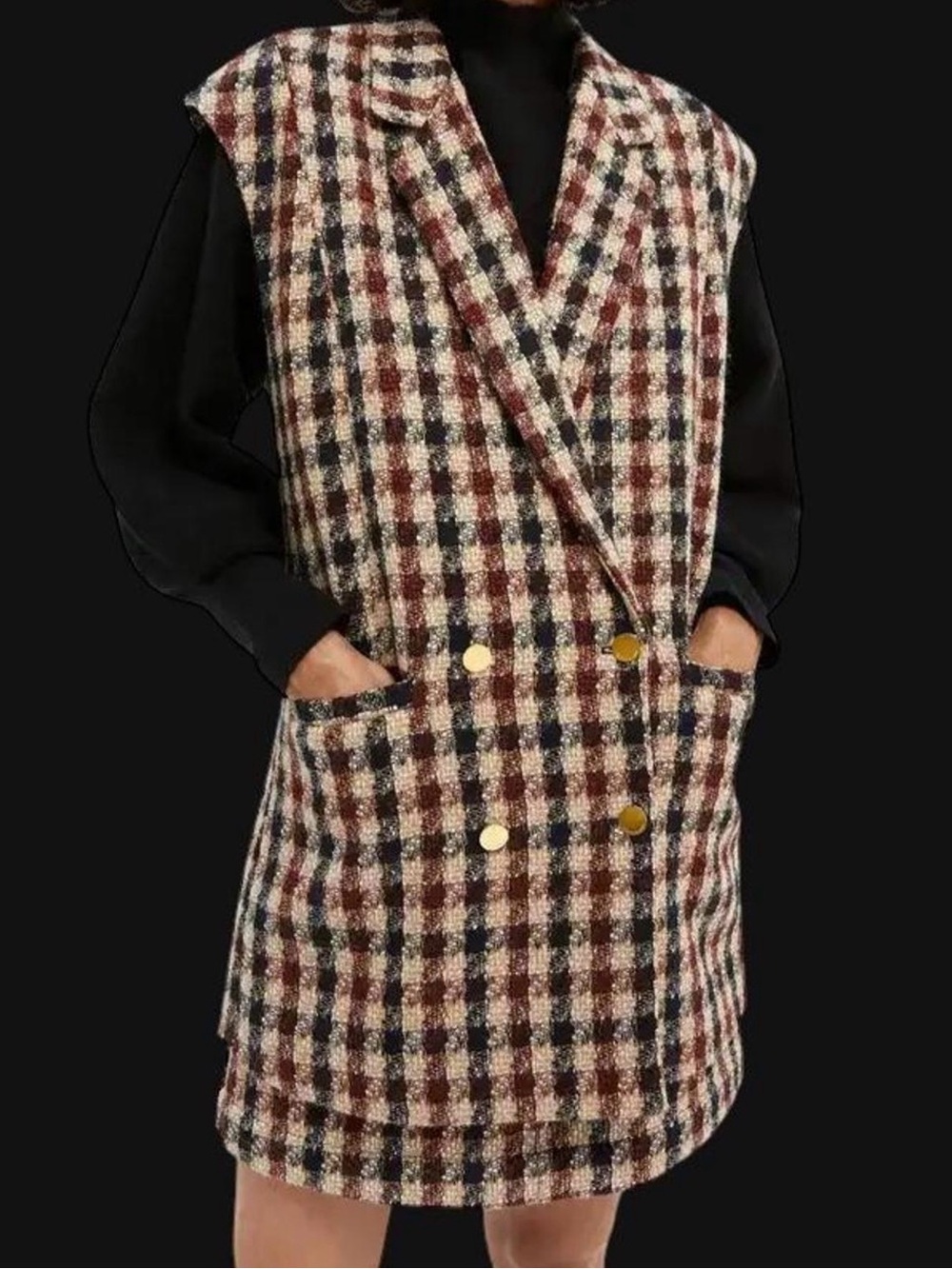 SCOTCH & SODA  Oversized Tweed Gilet (Color Code 0601-Combo V) Size XS